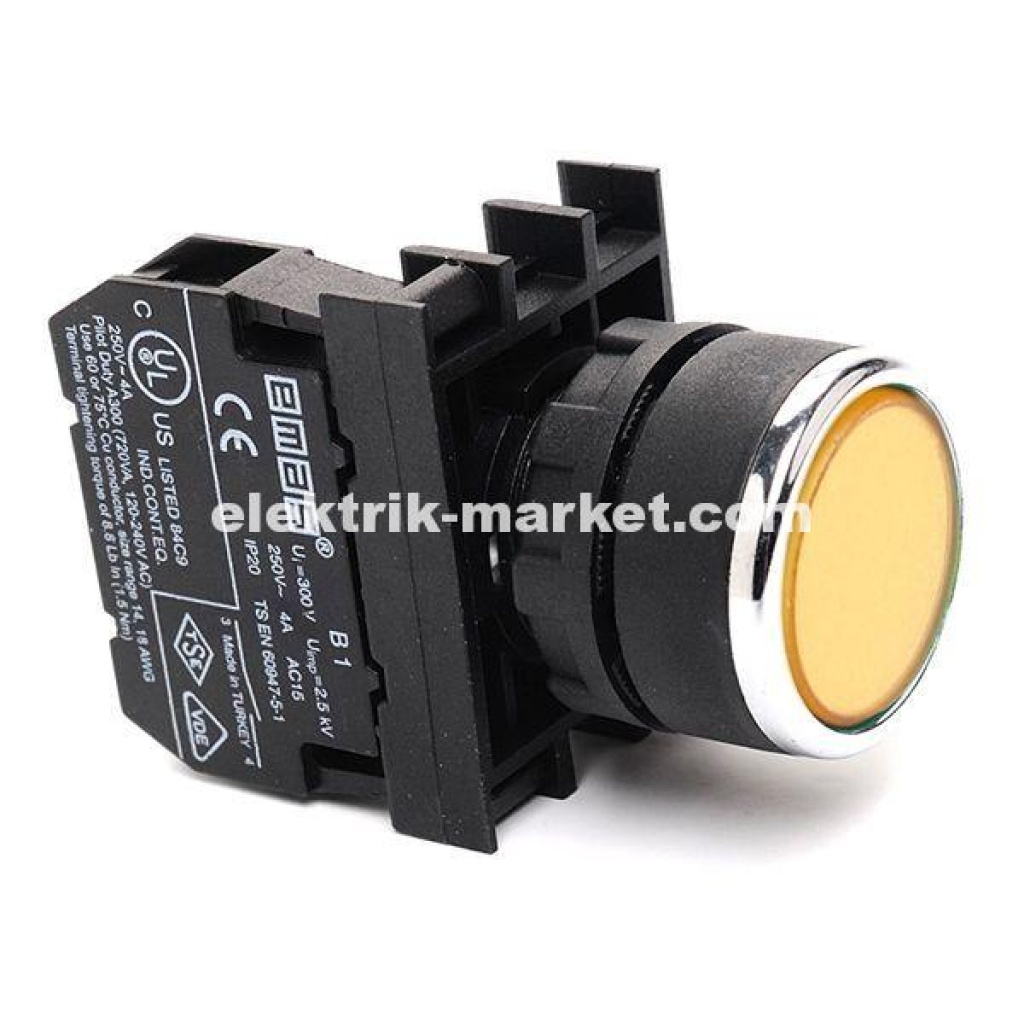 Emas B200E 40mm Mantar Acil Stop Butonu 1NC - Elektrik Market